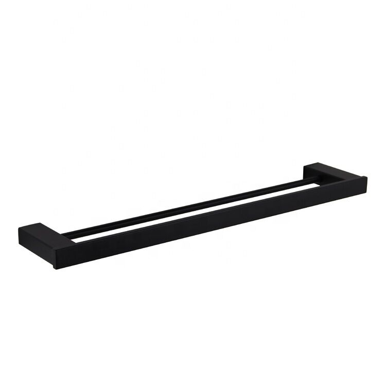 Matt Black Double Towel Rail 304 Stainless Steel 700mm Rack Holder Bar Wall Mounted Bathroom Hotel Home Square Matt Black Double Towel Rail 304 Matt Black Double Towel Rail 304 Stainless Steel 700mm Rack Holder Bar Wall Mounted Bathroom Hotel Home Square
