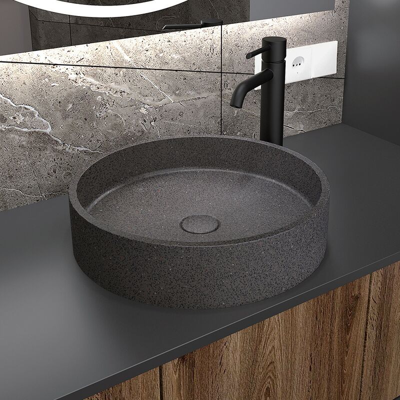 Counter Top Wash Basin Environmental Round Concrete Washing Basins Outdoor Black Bathroom Bowl Cement Sinks Modern Design Counter Top Wash Basin Counter Top Wash Basin Environmental Round Concrete Washing Basins Outdoor Black Bathroom Bowl Cement Sinks