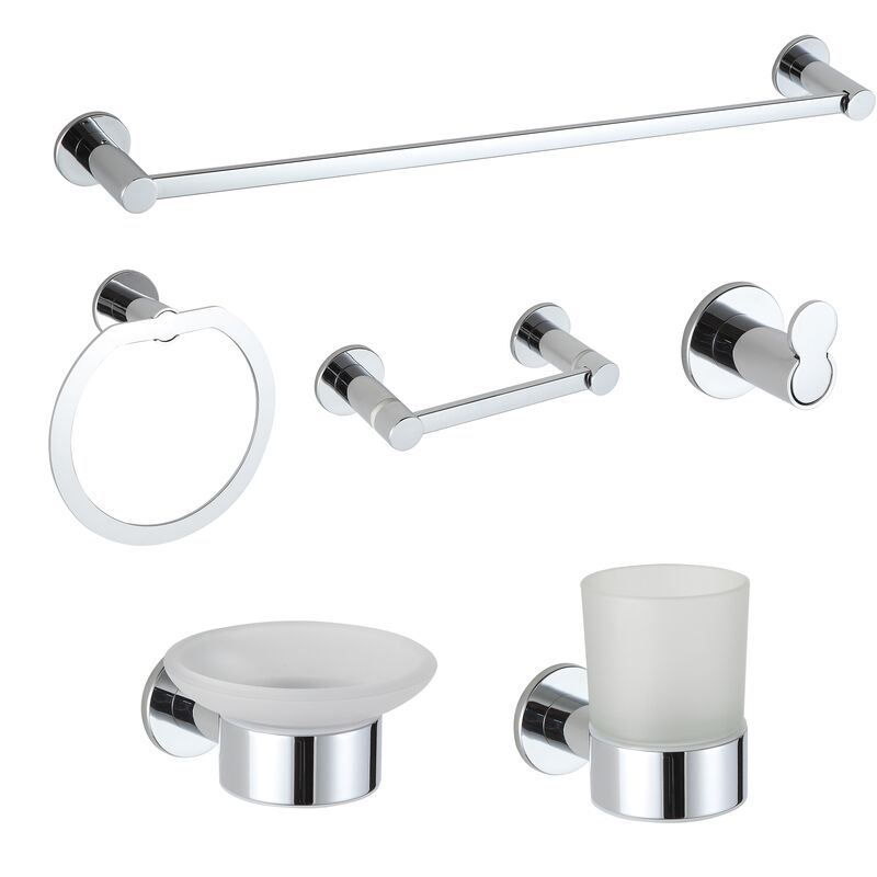 Modern Design Towel bar Set Chrome 6 Piece Stainless Steel Bathroom Accessories Hardware Set Modern Design Towel bar Set Chrome Modern Design Towel bar Set Chrome 6 Piece Stainless Steel Bathroom Accessories Hardware Set