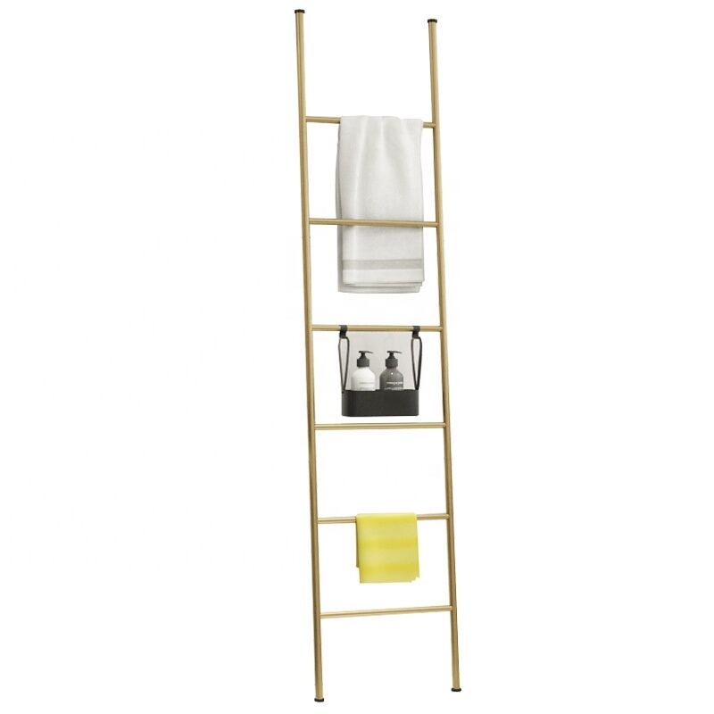 Modern Leaning Ladder Shelf for Bathroom Coat Rack Metal Hangers Gold Towel Drying Rack Modern Leaning Ladder Shelf for Bathroom Modern Leaning Ladder Shelf for Bathroom Coat Rack Metal Hangers Gold Towel Drying Rack