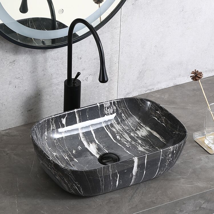 Modern Luxury Above Counter Art Basin Commercial Black Marble Countertop Hand Wash Sinks for Bathroom Modern Luxury Above Counter Art Basin Modern Luxury Above Counter Art Basin Commercial Black Marble Countertop Hand Wash Sinks for Bathroom