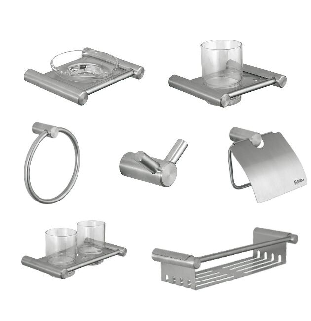 Modern Stainless Steel 304 Bathroom Hardware Set Including Toilet Paper Holder Towel bar Robe Hook Sanitary Ware Modern Stainless Steel 304 Bathroom Hardware Modern Stainless Steel 304 Bathroom Hardware Set Including Toilet Paper Holder Towel bar Robe Hook Sanitary Ware
