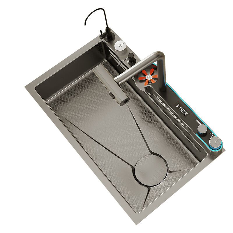 Modern Stainless Steel Single Bowl Kitchen Sink Multifunctional Smart Luxury Waterfall Nano Black Nano Black Three Holes Faucet Modern Stainless Steel Single Bowl Kitchen Sink Modern Stainless Steel Single Bowl Kitchen Sink Multifunctional Smart Luxury Waterfall Nano Black Nano Black Three Holes Faucet