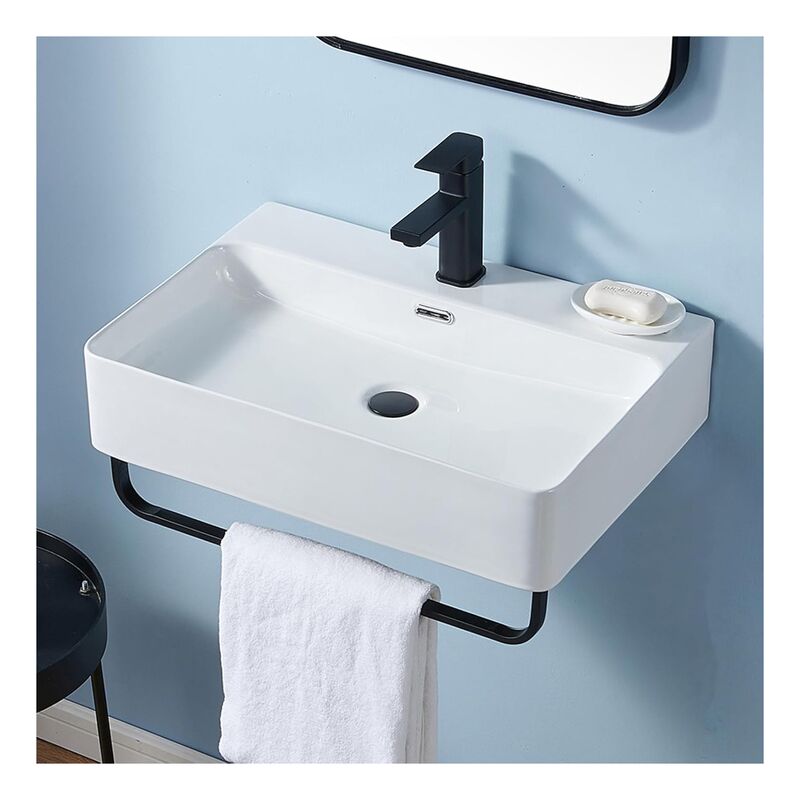 Modern White Rectangular Ceramic Wash Basin Bathroom Custom Wall Hung Basin for Hotel Modern White Rectangular Ceramic Wash Basin Modern White Rectangular Ceramic Wash Basin Bathroom Custom Wall Hung Basin for Hotel