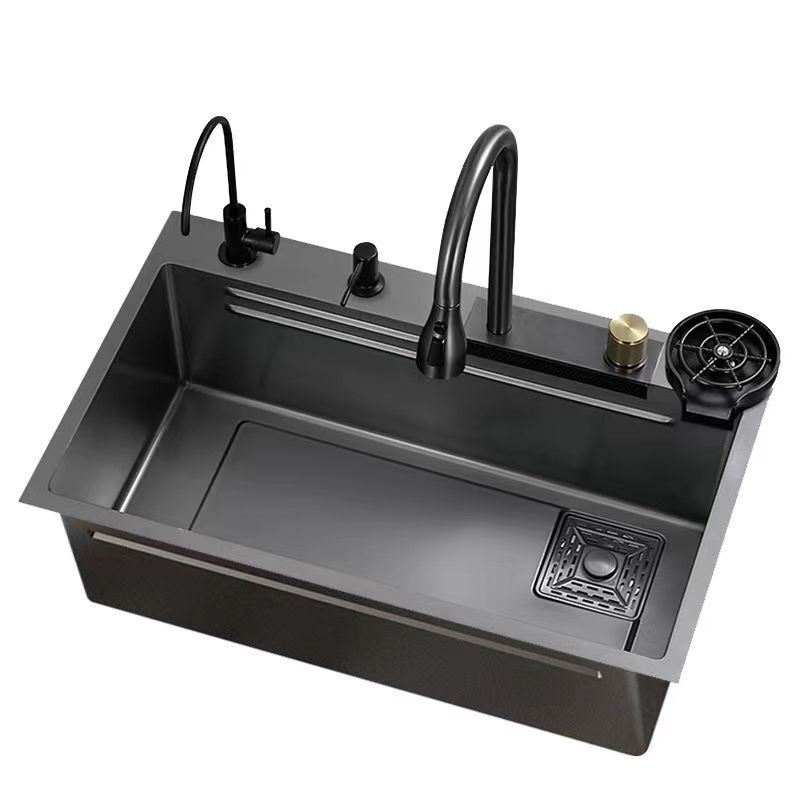 Multifunctional Waterfall 304 Stainless Steel Handmade Large Single Sink Kitchen Sinks Multifunctional Waterfall 304 Stainless Steel Handmade Large Multifunctional Waterfall 304 Stainless Steel Handmade Large Single Sink Kitchen Sinks