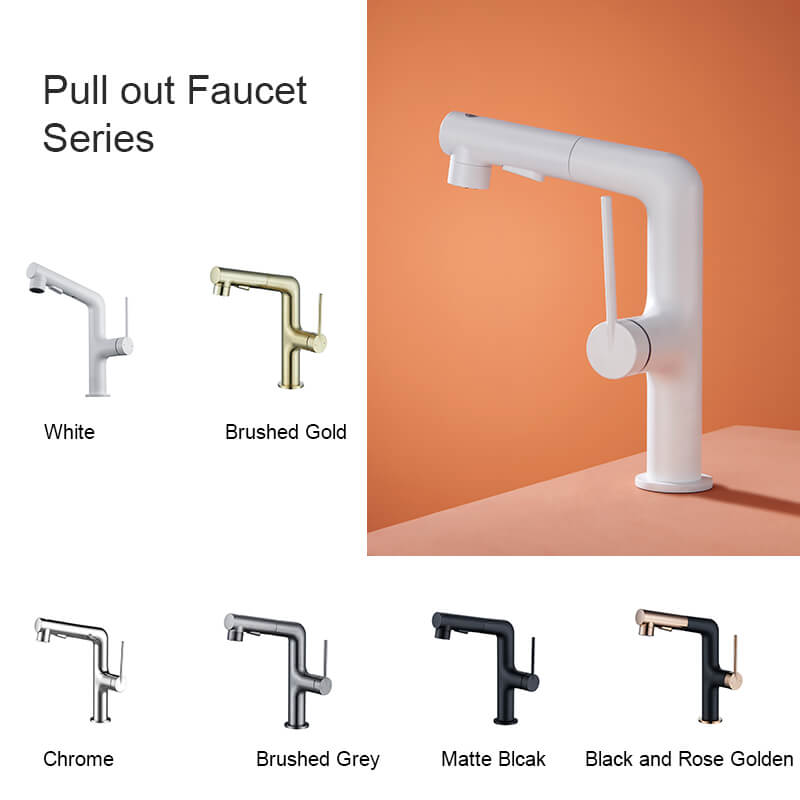White Pull Out Bathroom Faucet, Single Hole Bathroom Sink Faucet with 3 Function Pull Down Sprayer, One Handle Modern Vanity Faucet Single Handle Kitchen Sink Faucet with Pull Out Sprayer 2 White Pull Out Bathroom Faucet, Single Hole Bathroom Sink Faucet with 3 Function Pull Down Sprayer, One Handle Modern Vanity Faucet