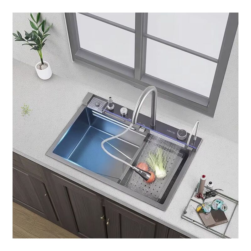 Whale Flying Rain Waterfall Kitchen Sink with Pull-Out Faucet Home Kitchen Sink Whale Flying Rain Waterfall Kitchen Sink with 1 Whale Flying Rain Waterfall Kitchen Sink with Pull-Out Faucet Home Kitchen Sink