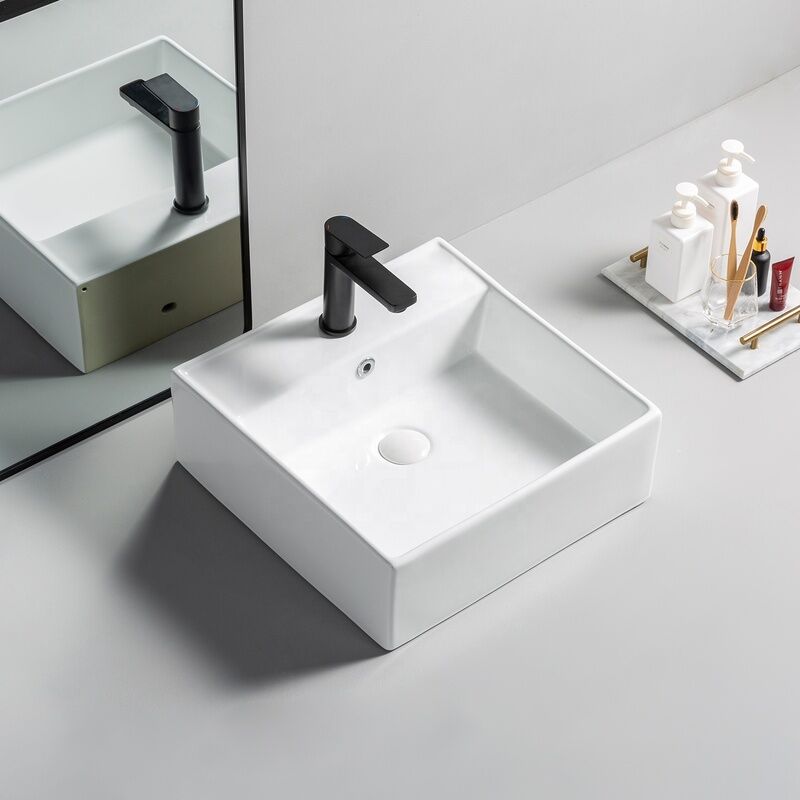 Wholesale Glossy White Ceramic square Vessel Lavatory Basin Modern Hand Washing Sink for Hotel Bathrooms Wholesale Glossy White Ceramic square Vessel Wholesale Glossy White Ceramic square Vessel Lavatory Basin Modern Hand Washing Sink for Hotel Bathrooms