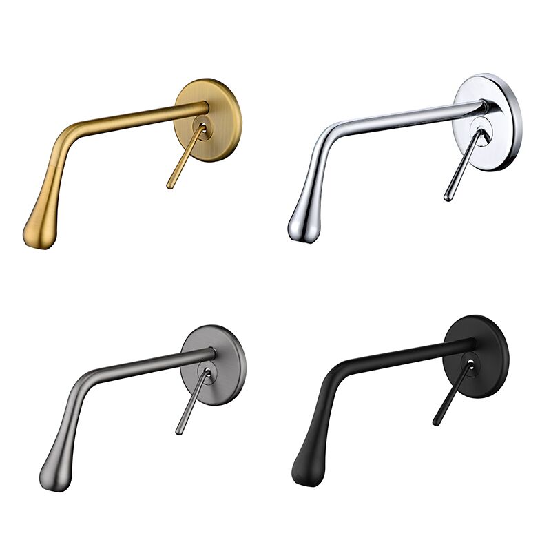 Modern Design Wall Mounted Basin Faucet Gold Single Handle Bathroom Faucet Concealed Bathroom Sink Faucet brass wash basin faucet Mdodern Design Brushed Golden Brass Chrome Wall Mounted Bathroom Hand Wash Basin Faucet Mixer Tap