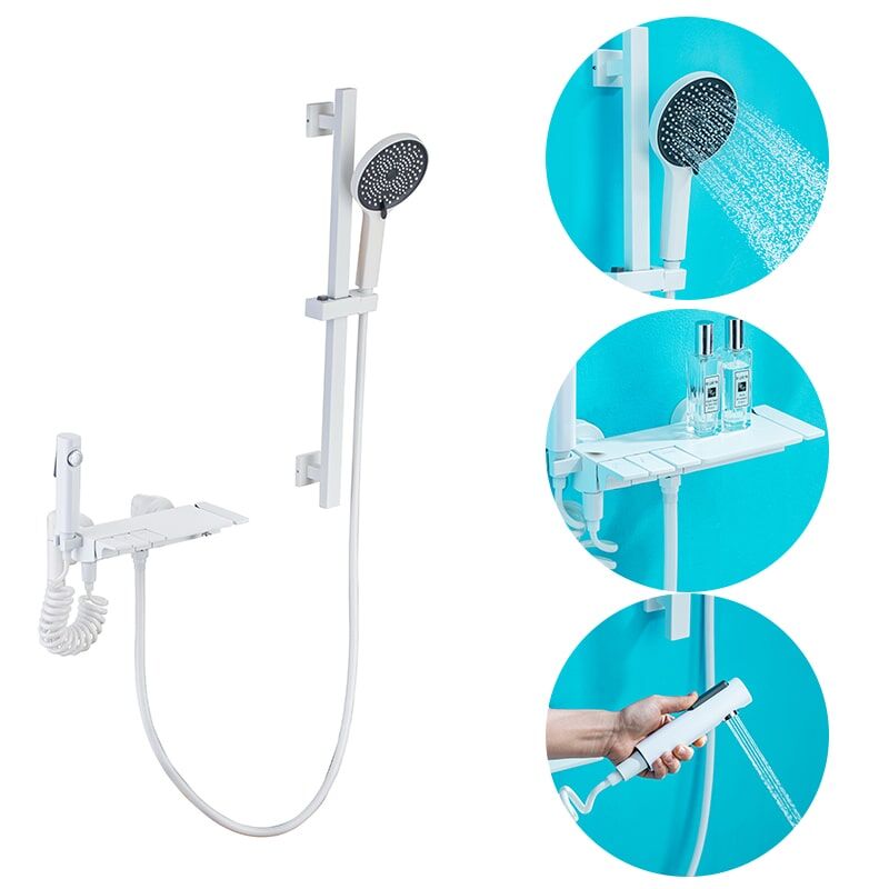 White shower column brass commercial modern wall hanging simple bathroom shower set shower 6088W 3 0 min White shower column brass commercial modern wall hanging simple bathroom shower set