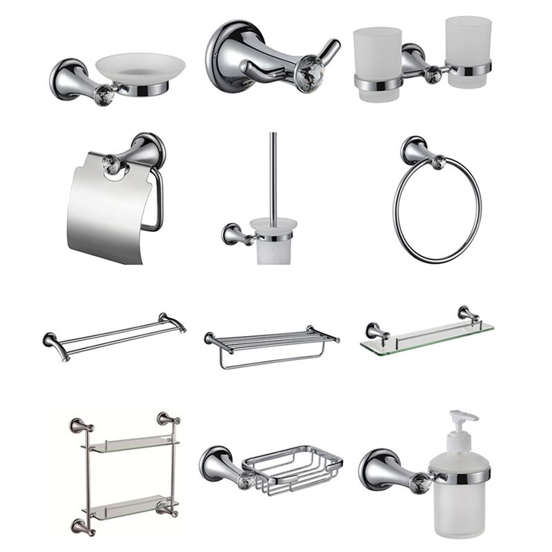 Cheap hotel modern design toilet decoration complete luxury hardware bathroom accessories set Hot sale modern bath accessories products chrome plated wall mounted brass bathroom accessories sets for hotel 1 3000 Cheap hotel modern design toilet decoration complete luxury hardware bathroom accessories set - Imagem 7