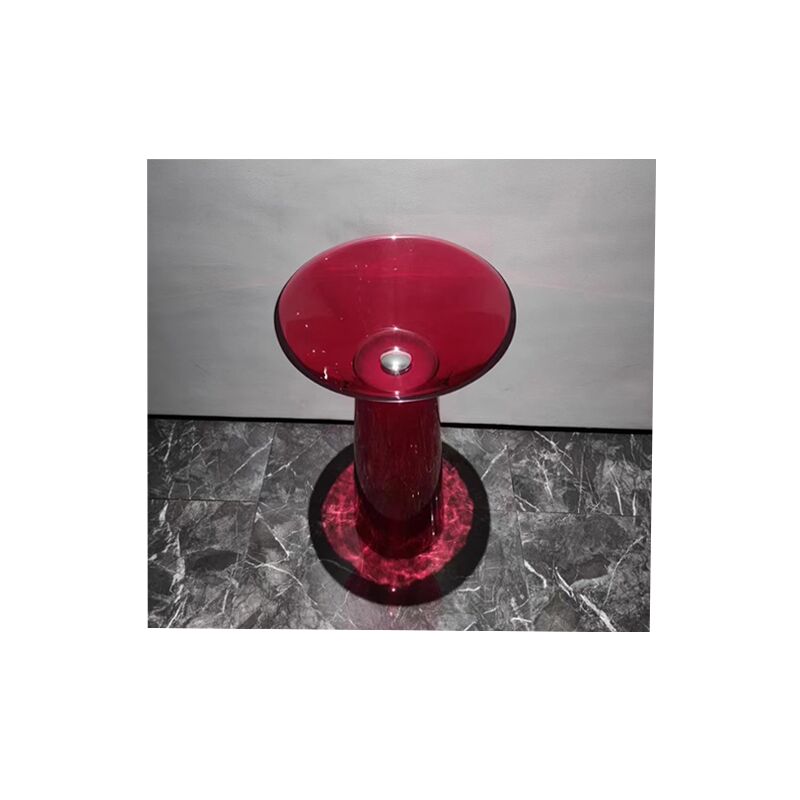 Hotel Transparent Colorful Marble Bathroom Wash Basin Solid Surface Floor Free Stand Wash Basin Sink