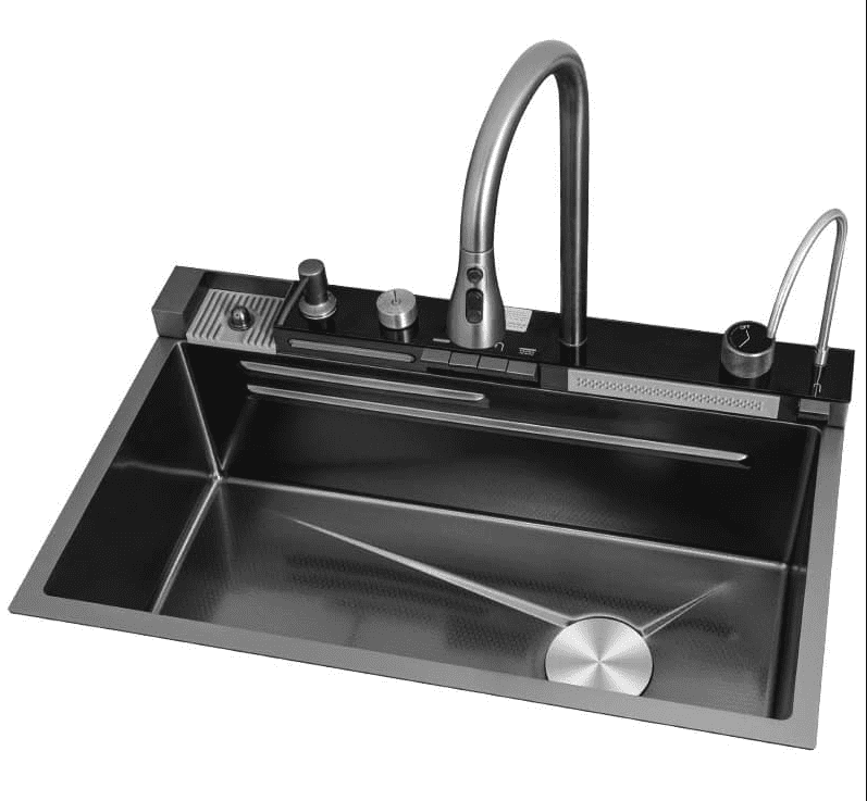 304 Stainless Steel Nano Black Handmade Smart Waterfall Multifunction Kitchen Sink Digital Display Sink Kitchen 304 Stainless Steel Nano Black Handmade 304 Stainless Steel Nano Black Handmade Smart Waterfall Multifunction Kitchen Sink Digital Display Sink Kitchen
