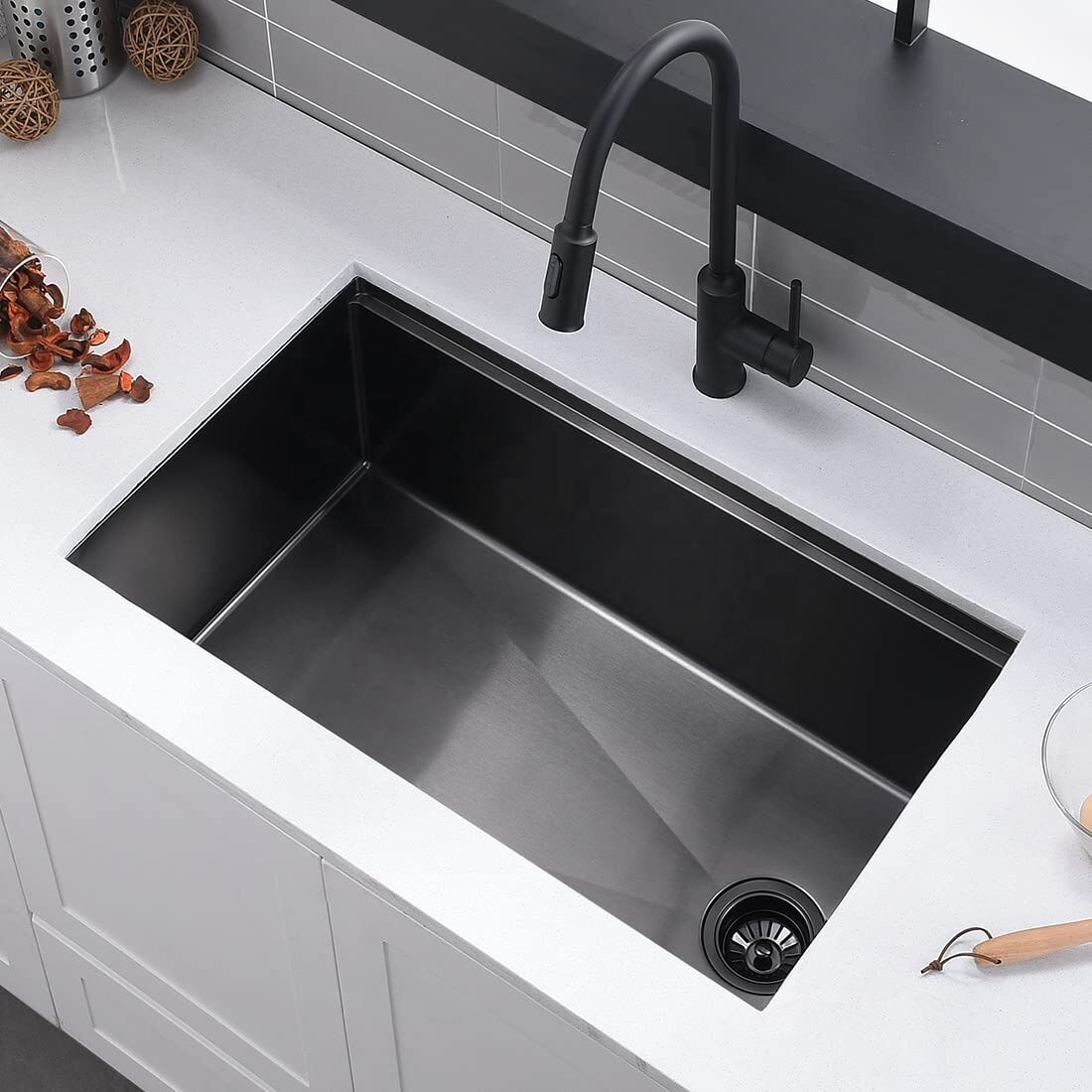 32 Inch Offset Drain Nano Black Undermount Sink Stainless Steel Kitchen Sink With Workstation 32 Inch Offset Drain Nano Black Undermount 32 Inch Offset Drain Nano Black Undermount Sink Stainless Steel Kitchen Sink With Workstation