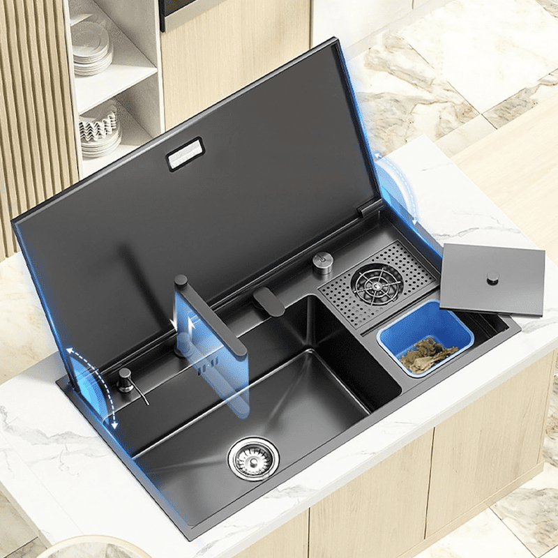 5-Year Warranty Hidden Sink Kitchen with Cover Plate Cup Washer SUS 304 Large Size Single Bowl 5 Year Warranty Hidden Sink Kitchen 5-Year Warranty Hidden Sink Kitchen with Cover Plate Cup Washer SUS 304 Large Size Single Bowl