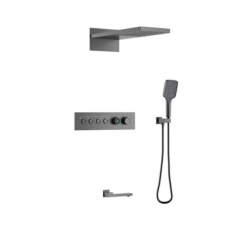 Bath Shower Faucets Matte Black Easy Control Mixer Faucet LED Waterfall Thermostatic Shower Set Bath Shower Faucets Matte Black Easy Control Mixer Faucet LED Waterfall Thermostatic Shower Set Pancuran Mandi Faucets Matte Hitam Mudah Kawalan Mixer Faucet LED Waterfall Thermostatic Shower