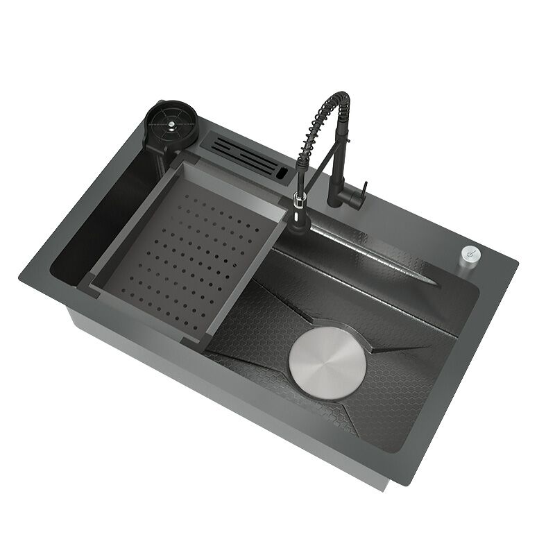 Black Household Honeycomb Stainless Steel Kitchen Sink with Spring Faucet Knife Holder Cup Washer for Hotel Kitchen Black Household Honeycomb Stainless Steel Kitchen Sink Black Household Honeycomb Stainless Steel Kitchen Sink with Spring Faucet Knife Holder Cup Washer for Hotel Kitchen