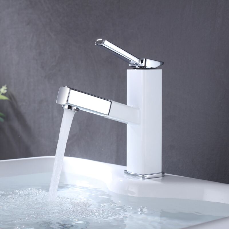 Chrome-plated silver plating finish bathroom sink faucet Brass ceramic washbasin pull out faucet Chrome-plated silver plating finish bathroom sink faucet