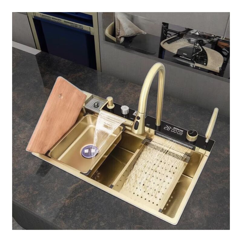 Golden Nano Whale Flying Rain Waterfall Stainless Steel Kitchen Sink Pull-Out Faucet Counter Installation Faucet Golden Nano Whale Flying Rain Waterfall Stainless Golden Nano Whale Flying Rain Waterfall Stainless Steel Kitchen Sink Pull-Out Faucet Counter Installation Faucet