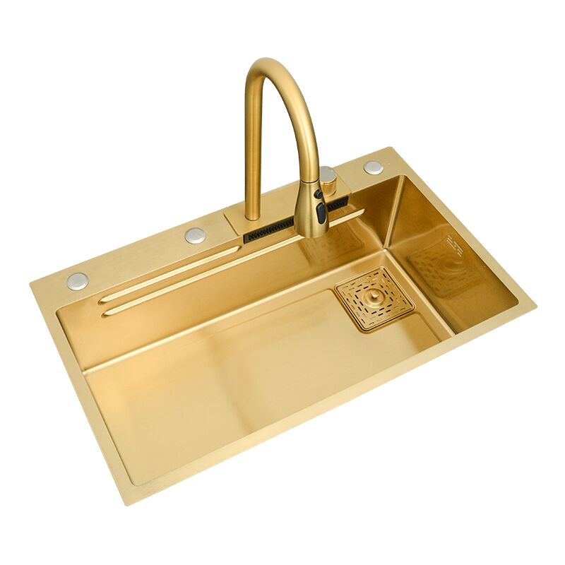 Handmade Gold Waterfall Faucet for Kitchen Sink Single Bowl Nano Surface Treatment Multifunctional Faucet for Kitchen One Handmade Gold Waterfall Faucet for Kitchen Sink Handmade Gold Waterfall Faucet for Kitchen Sink Single Bowl Nano Surface Treatment Multifunctional Faucet for Kitchen One