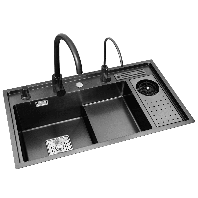 Handmade Large Black 304 Stainless Steel Single Bowl Kitchen Sink High Low Step Cup Rinser Faucet Four Square Design Double Bowl Handmade Large Black 304 Stainless Steel Single Handmade Large Black 304 Stainless Steel Single Bowl Kitchen Sink High Low Step Cup Rinser Faucet Four Square Design Double Bowl