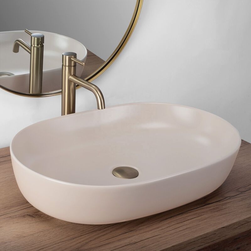 Home Hotel Matte Color Countertop Wash Basin Bulk Bathroom Modern Oval Vanity Sink