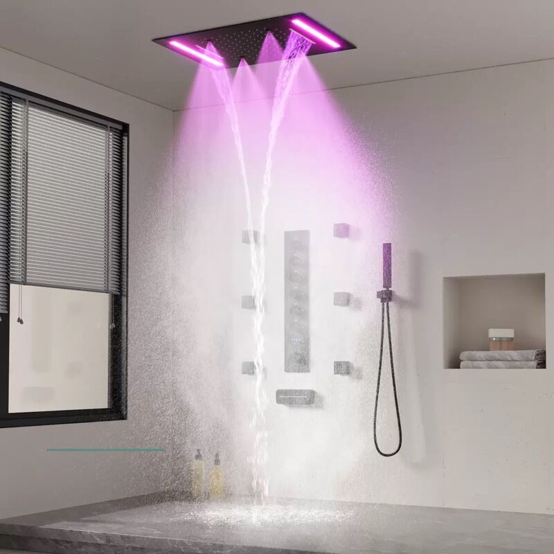 Hot Sale Luxury 4 Function Black Color Digital Display LED Shower Faucet Set
