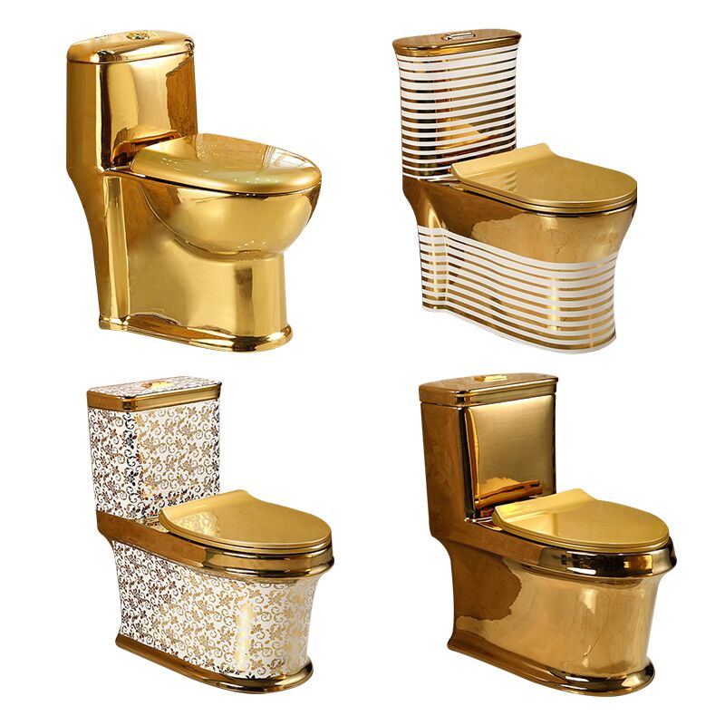 Wholesale Luxury Sanitary Ware Wc Toilet Dual Flush P Trap Bathroom Ceramic Golden Toilet Luxury Modern Commode Gold Ceramic Siphonic One Piece Toilet For Bathroom Floor Mount Electroplated Golden Plated Color Wc Toilet Wholesale Luxury Sanitary Ware Wc Toilet Dual Flush P Trap Bathroom Ceramic Golden Toilet - Image 6