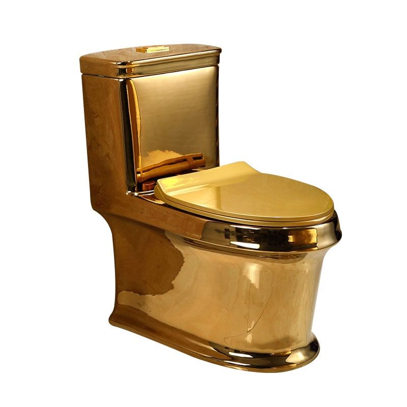 Luxury Modern Commode Gold Ceramic Siphonic One Piece Toilet For Bathroom Floor Mount Electro Plated Golden Plated Toilet Luxury Sanitary Ware Floor Mounted Siphonic Washdown Ceramic One Piece Gold Toilet G1023 Luxury Modern Commode Gold Ceramic Siphonic One Piece Toilet For Bathroom Floor Mount Electro Plated Golden Plated Toilet