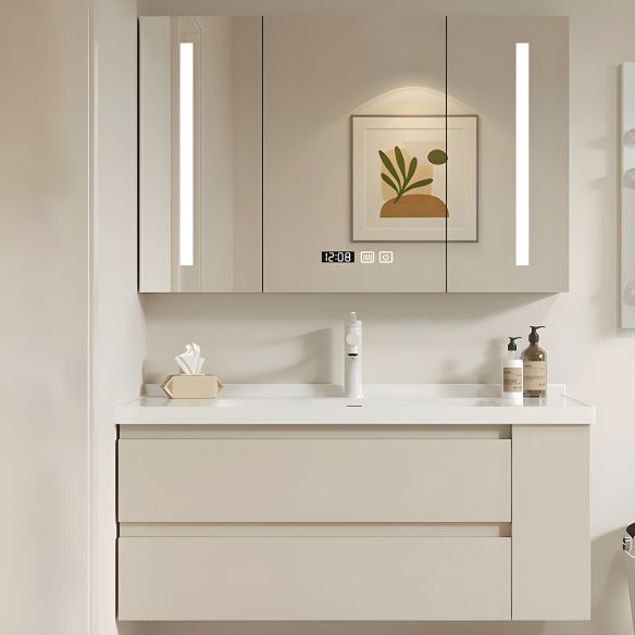 Solid Wood Mirror Cabinet White Rock Slab Ceramic Wash Basin MP BC 10106 Solid Wood Mirror Cabinet White Rock Slab Ceramic Wash Basin Solid Wood Mirror Cabinet White Rock Slab Ceramic Wash Basin