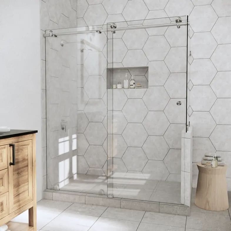 Tempered Glass Sliding Shower Doors (No Borders) CE Certified Factory Wholesale Program MP SDG 1011 Tempered Glass Sliding Shower Doors No Borders CE Certified Factory Wholesale Program Tempered Glass Sliding Shower Doors (No Borders) CE Certified Factory Wholesale Program