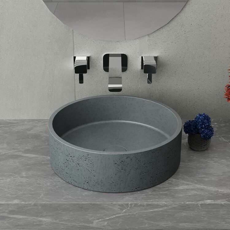 Modern Minimalist Design Diameter 425mm 390mm Table Top Concrete Round Polished Bathroom Sink Cement Hand Wash Art Basin Modern Minimalist Design Diameter 425mm 390mm Modern Minimalist Design Diameter 425mm 390mm Table Top Concrete Round Polished Bathroom Sink Cement Hand Wash Art Basin