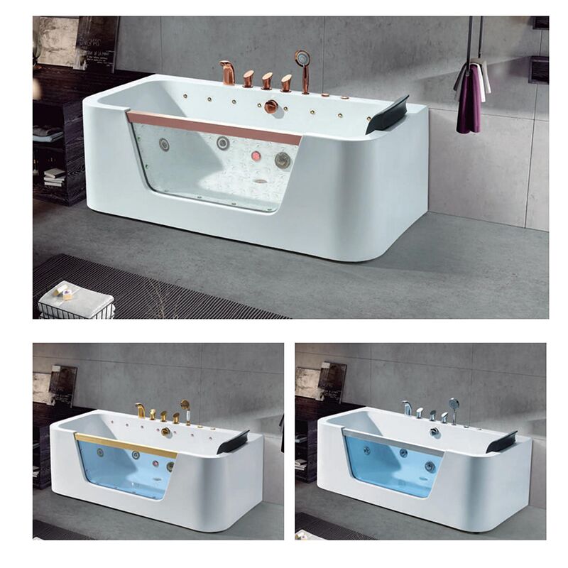 New Product Freestanding Factory Direct Supply Whirlpool Massage Bathtub Bath Tub Outdoor Spa Cheap hotel rectangular acrylic Whirlpool bathtub adult freestanded Waterfall Spa massage tub for sale