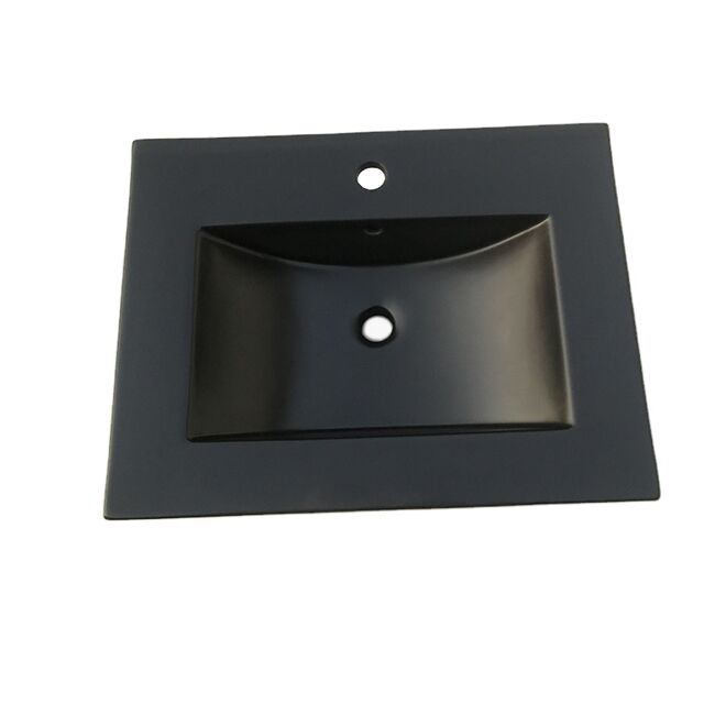 Popular Matt Black Color Rectangle Ceramic Bathroom Vanity  Cabinet Sink Lavabo Basin