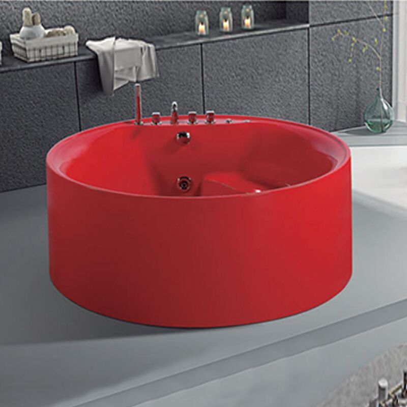 Big Round Acrylic Freestanding Bathtub New Model Red acrylic air whirlpool jet bathtub Red round acrylic freestanding bathtub