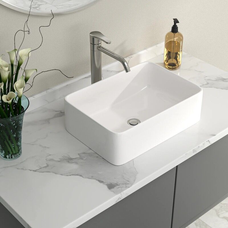 19x15 Inch Rectangular Ceramic White Bathroom Sink Modern Porcelain Mount Washbasin for Hotels 19x15 Inch Rectangular Ceramic White Bathroom 19x15 Inch Rectangular Ceramic White Bathroom Sink Modern Porcelain Mount Washbasin for Hotels