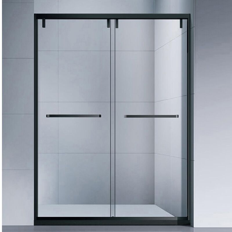 Bathroom 304 Stainless Steel Tempered Glass Panel Black One Piece Shower Door Bathroom custom glass shower panel screen matte black shower door MPJ22 Bathroom 304 Stainless Steel Tempered Glass Panel Black One Piece Shower Door - Image 3