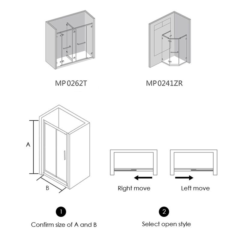 Bathroom 8mm tempered glass quadrant enclosure shower door offset frameless glass shower door China supplier shower glass door for bathroom shower room Frameless Hardware Aluminum Profile Stainless Steel Shower Door 00 3 frameless hardware aluminum profile shower glass door design style