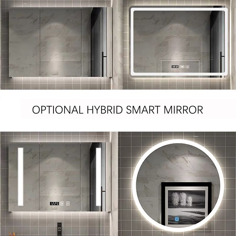 Modern bathroom luxury vanity sink basin cabinet wall mounted illuminated bathroom mirror cabinet farmhouse bathroom vanity Modern Style Solid Wood Bathroom Floor Cabinet Bath Furniture Vanities Plywood Vanity Sink Bathroom Cabinet 04 Modern Style Solid Wood Bathroom Floor Cabinet Optional Hybrid Smart Mirror