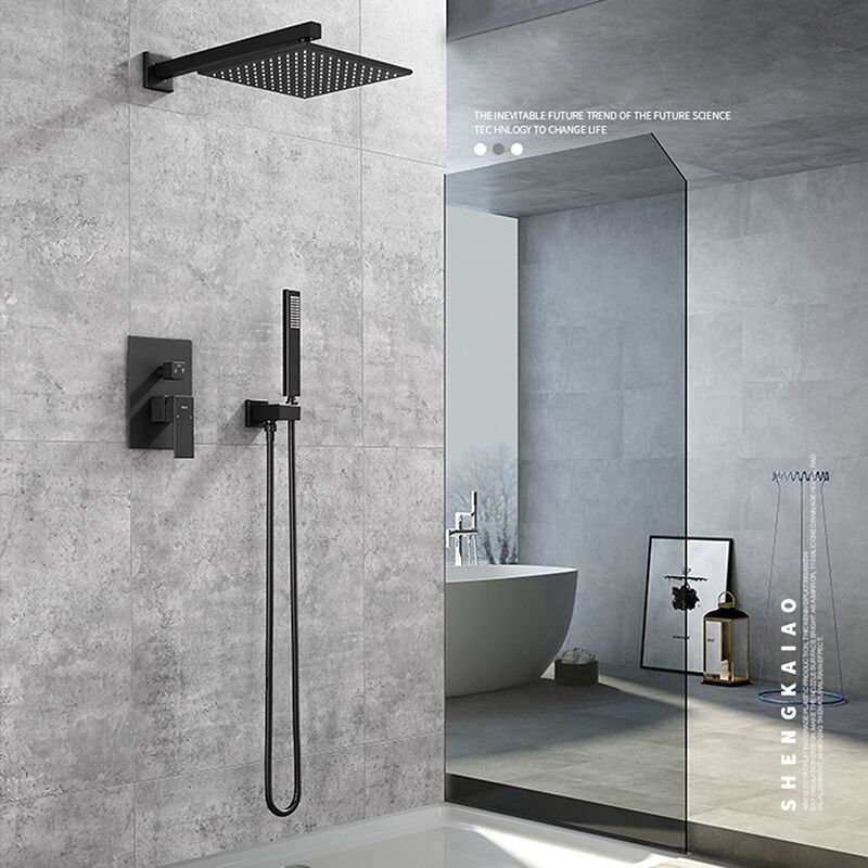 Wholesale handheld shower system bathroom complete square matte black rain wall mounted 10-inch high pressure shower set Bathroom Shower System Mixer Shower Combo Set Shower Faucet 8 Wholesale handheld shower system bathroom complete square matte black rain wall mounted 10-inch high pressure shower set - Image 2