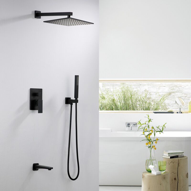 Wholesale handheld shower system bathroom complete square matte black rain wall mounted 10-inch high pressure shower set Bathroom Shower System Mixer Shower Combo Set Shower Faucet 9 Wholesale handheld shower system bathroom complete square matte black rain wall mounted 10-inch high pressure shower set - Image 5
