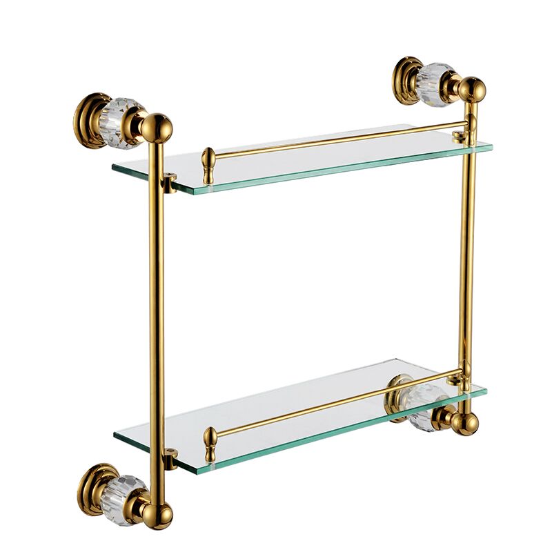 Bathroom accessories wall solid brass chrome finish with Tempered double layer glass shelf for Bathroom Bathroom accessories wall solid brass chrome finish with Tempered double layer glass shelf for Bathroom 1 2212A Bathroom accessories wall solid brass chrome finish with Tempered double layer glass shelf for Bathroom