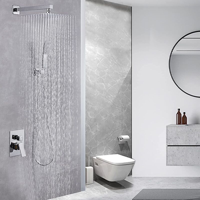 Bathroom shower system 12 inches ainfall shower head with handheld wall mounted washroom chrome shower set Bathroom shower system 12 inches ainfall shower head with handheld wall mounted washroom chrome shower set Bathroom shower system 12 inches ainfall shower head with handheld wall mounted washroom chrome shower set - Image 2