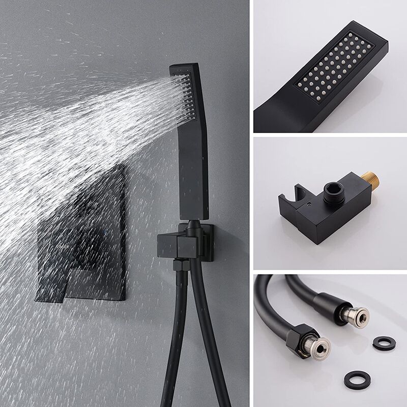Bathroom shower system 12 inches ainfall shower head with handheld wall mounted washroom chrome shower set China shower faucet factory wholesale black concealed shower set hot and cold dual function wall in wall shower with embedded shower 5 SW005 Bathroom shower system 12 inches ainfall shower head with handheld wall mounted washroom chrome shower set - Image 10