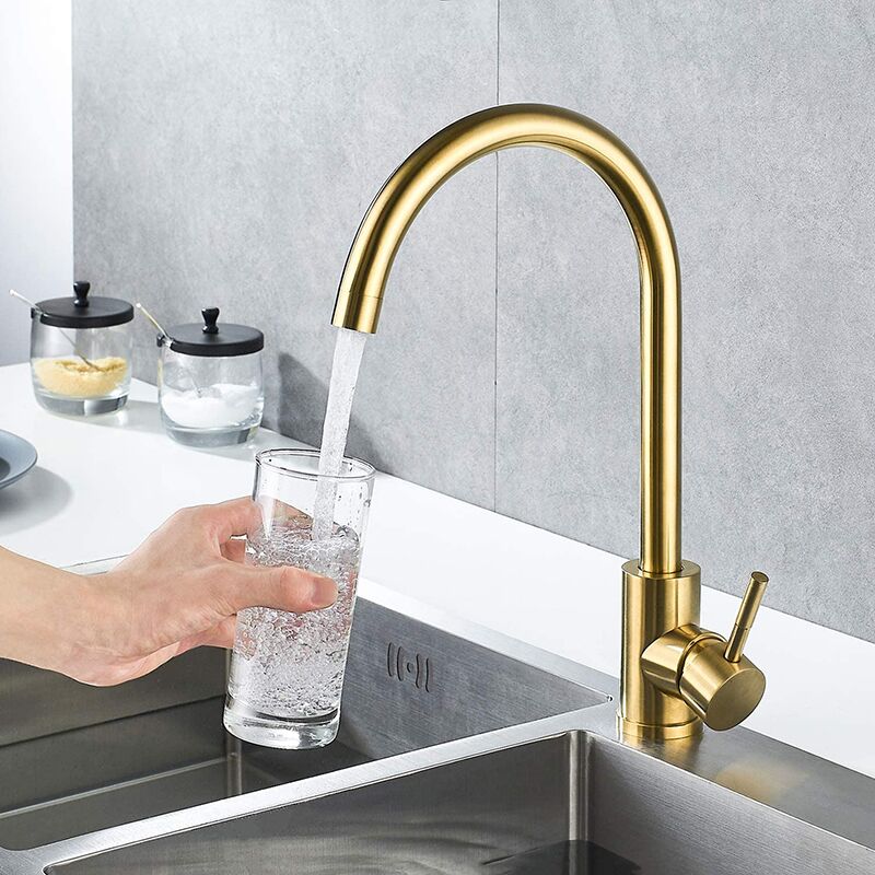 Factory cheap price 304 stainless steel water saving kitchen faucet single handle 360 degree swivel hot and cold kitchen sink faucets Factory cheap price 304 stainless steel water saving kitchen faucet single handle 360 degree swivel hot and cold kitchen sink faucets 2 MP0225 G Factory cheap price 304 stainless steel water saving kitchen faucet single handle 360 degree swivel hot and cold kitchen sink faucets - Image 10