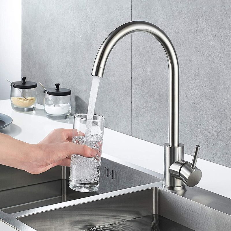 Factory cheap price 304 stainless steel water saving kitchen faucet single handle 360 degree swivel hot and cold kitchen sink faucets Factory cheap price 304 stainless steel water saving kitchen faucet single handle 360 degree swivel hot and cold kitchen sink faucets 3 MP0225 Factory cheap price 304 stainless steel water saving kitchen faucet single handle 360 degree swivel hot and cold kitchen sink faucets - Image 3