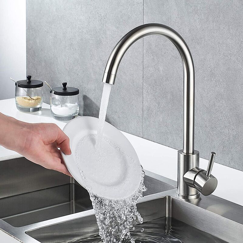 Factory cheap price 304 stainless steel water saving kitchen faucet single handle 360 degree swivel hot and cold kitchen sink faucets Factory cheap price 304 stainless steel water saving kitchen faucet single handle 360 degree swivel hot and cold kitchen sink faucets 4 MP0225 Factory cheap price 304 stainless steel water saving kitchen faucet single handle 360 degree swivel hot and cold kitchen sink faucets - Image 4