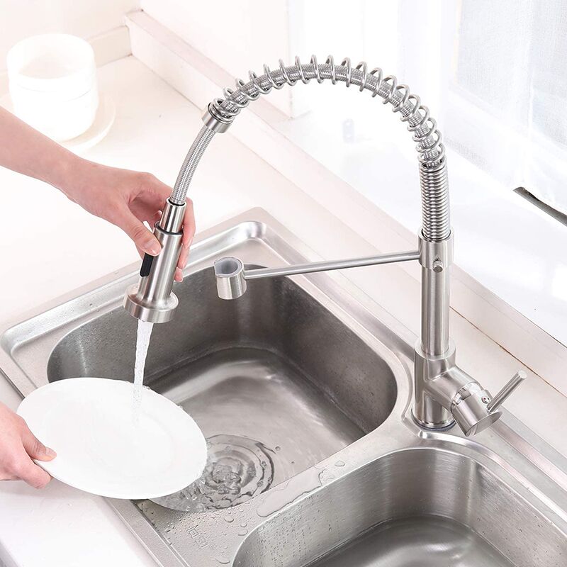 New design 304 stainless steel kitchen faucet 360 degree rotatble kitchen faucet with pull out sprayer New design 304 stainless steel kitchen faucet 360 degree rotatble kitchen faucet with pull out sprayer 2 MP0224 New design 304 stainless steel kitchen faucet 360 degree rotatble kitchen faucet with pull out sprayer - Image 3