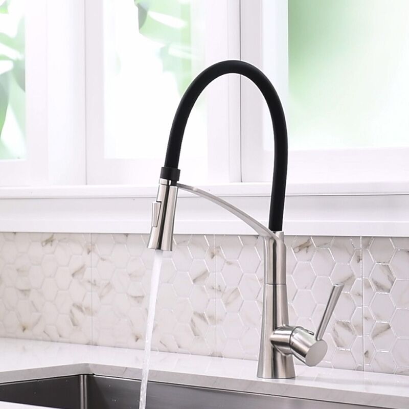 New design single handle LED kitchen faucets brass black pull out spring loaded kitchen sink mixer tap faucets New design single handle LED kitchen faucets brass black pull out spring loaded kitchen sink mixer tap faucets 2 MP0223 B New design single handle LED kitchen faucets brass black pull out spring loaded kitchen sink mixer tap faucets - Image 3