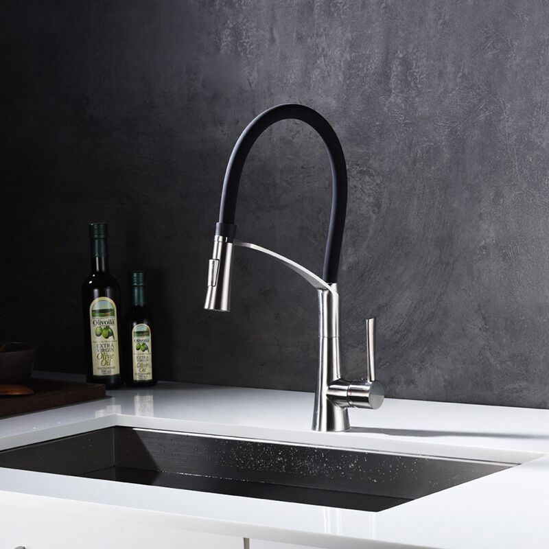 New design single handle LED kitchen faucets brass black pull out spring loaded kitchen sink mixer tap faucets New design single handle LED kitchen faucets brass black pull out spring loaded kitchen sink mixer tap faucets 3 MP0223 B New design single handle LED kitchen faucets brass black pull out spring loaded kitchen sink mixer tap faucets - Image 2